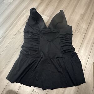 Swimsuits For All Swimdress WMN 22 Black Ruched Tummy Control Skirted Plus Size